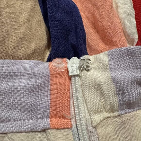 ModCloth Womens Skirt Midi Rainbow Stripe Side Zip Lined Pockets Size Small EW - Picture 3 of 6